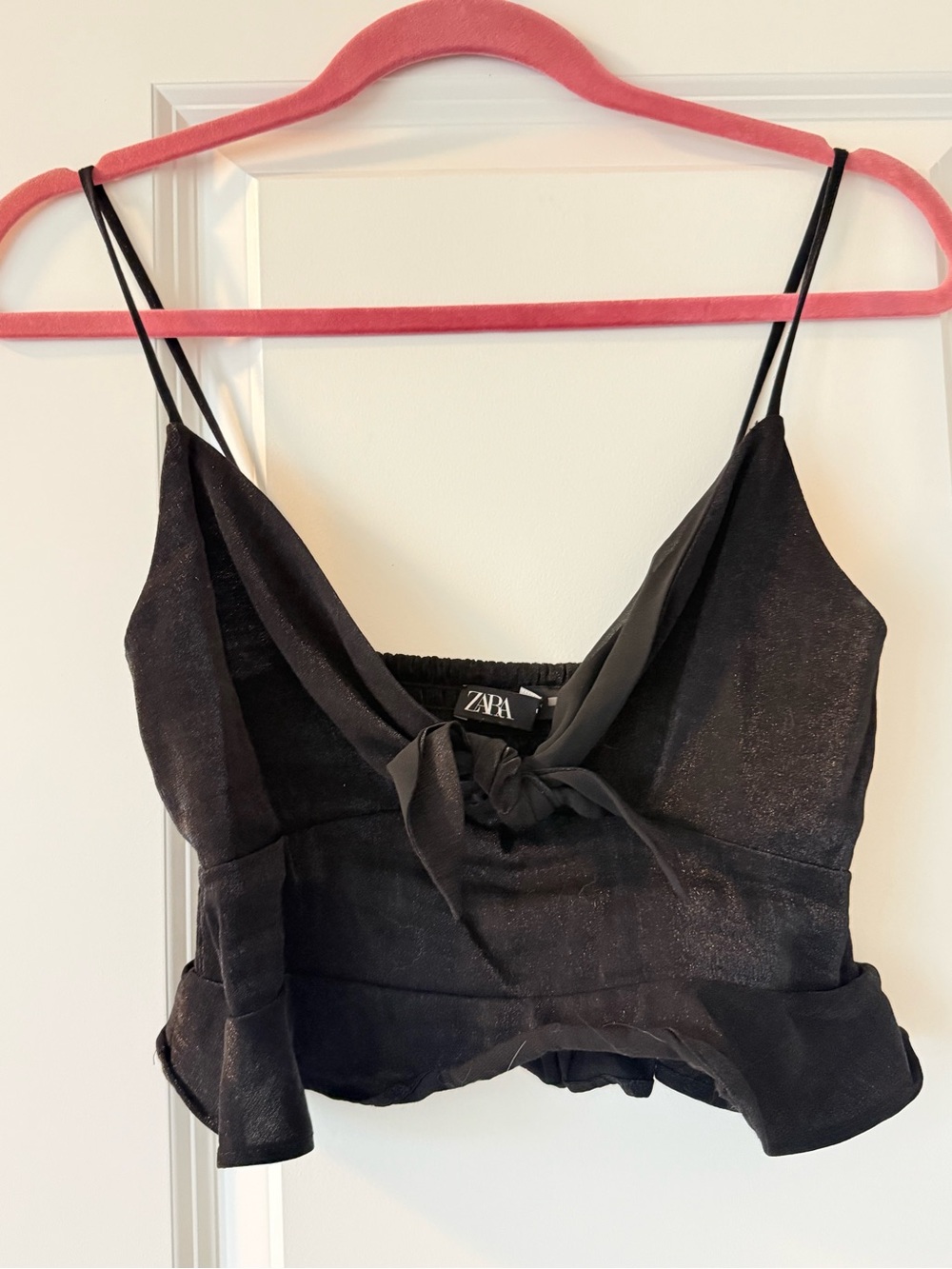 Zara black shimmery crop top, small